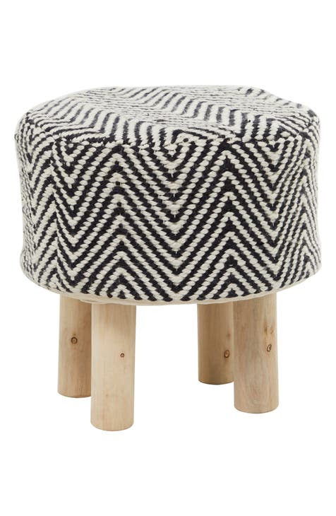 Black Chevron Stool with Wood Legs