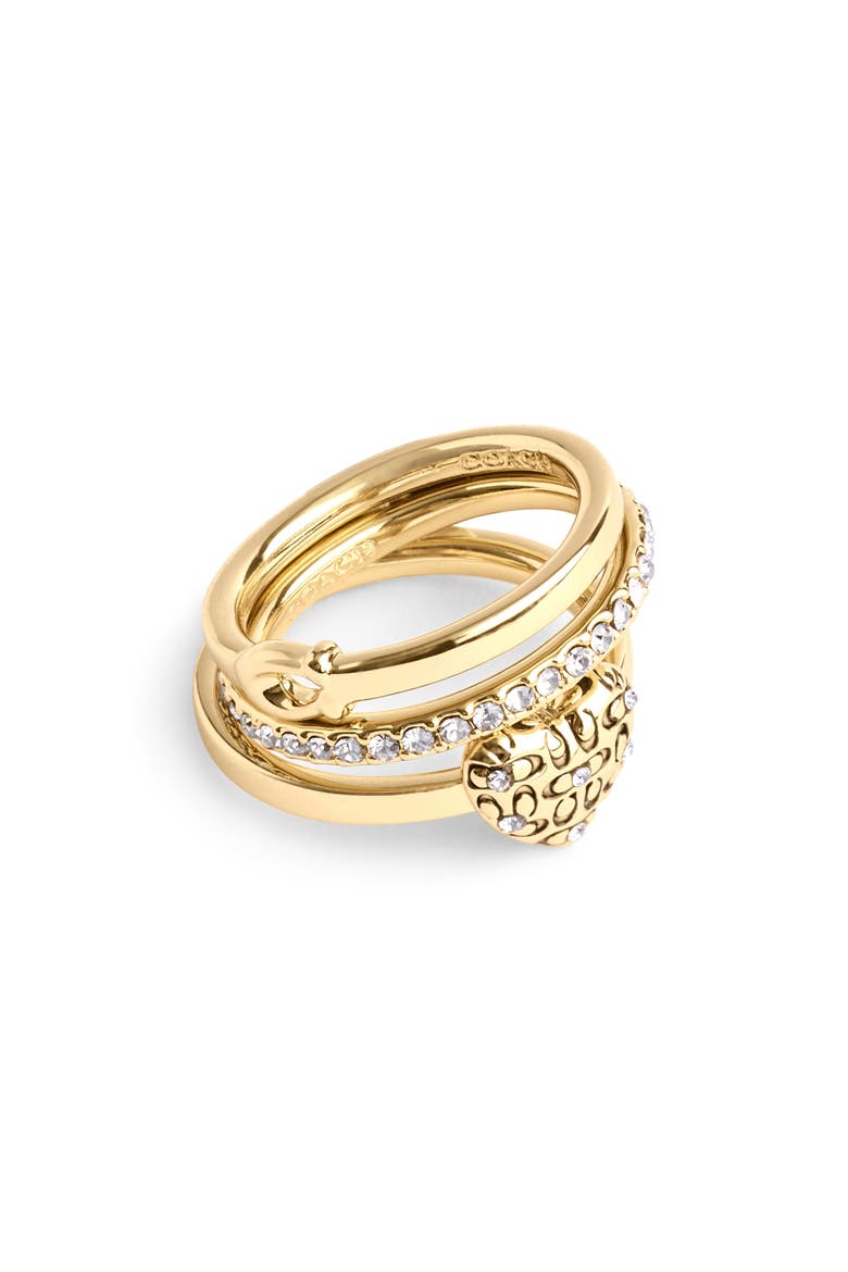 C-Motif Stack Ring Set, Main, color, CRYSTAL/ GOLD