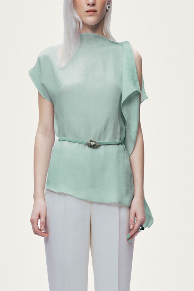Sleeveless Woven Blouse, Alternate, color, Mint Green