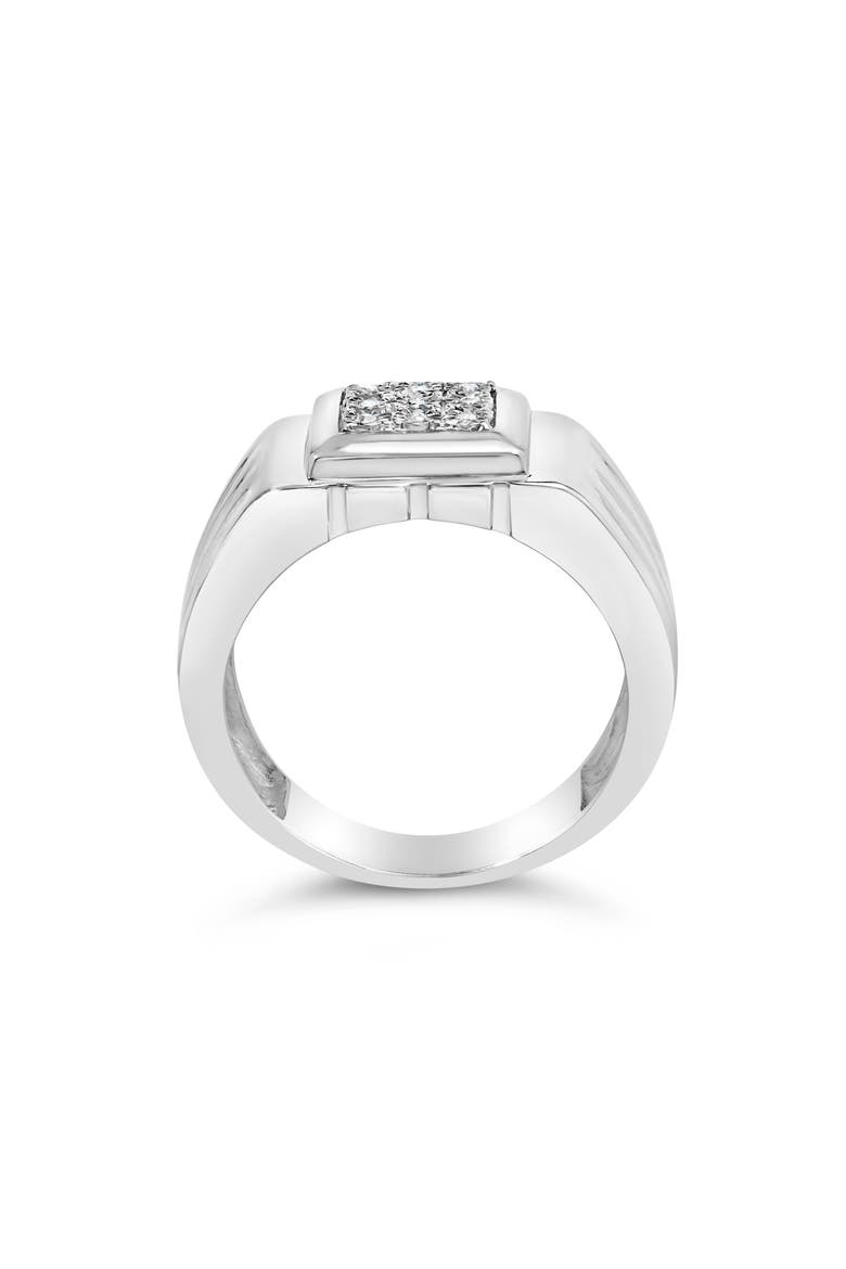 Silver Diamond Accent Ridged Band Gentlemen's Fashion Ring, Alternate, color, Silver
