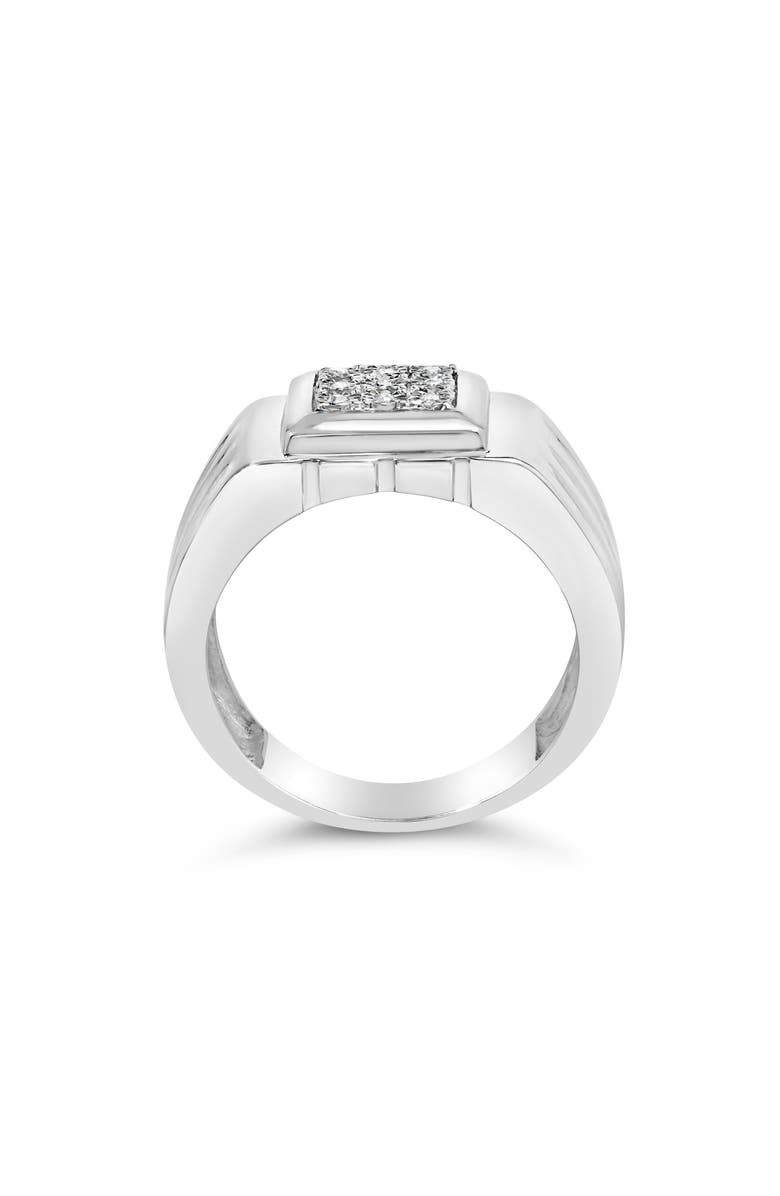 Haus of Brilliance Silver Diamond Accent Ridged Band Gentlemen's Fashion Ring, Alternate, color, Silver