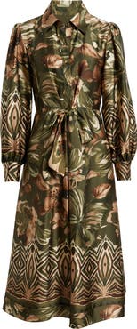 Julia Jordan Print Long Sleeve Shirtdress