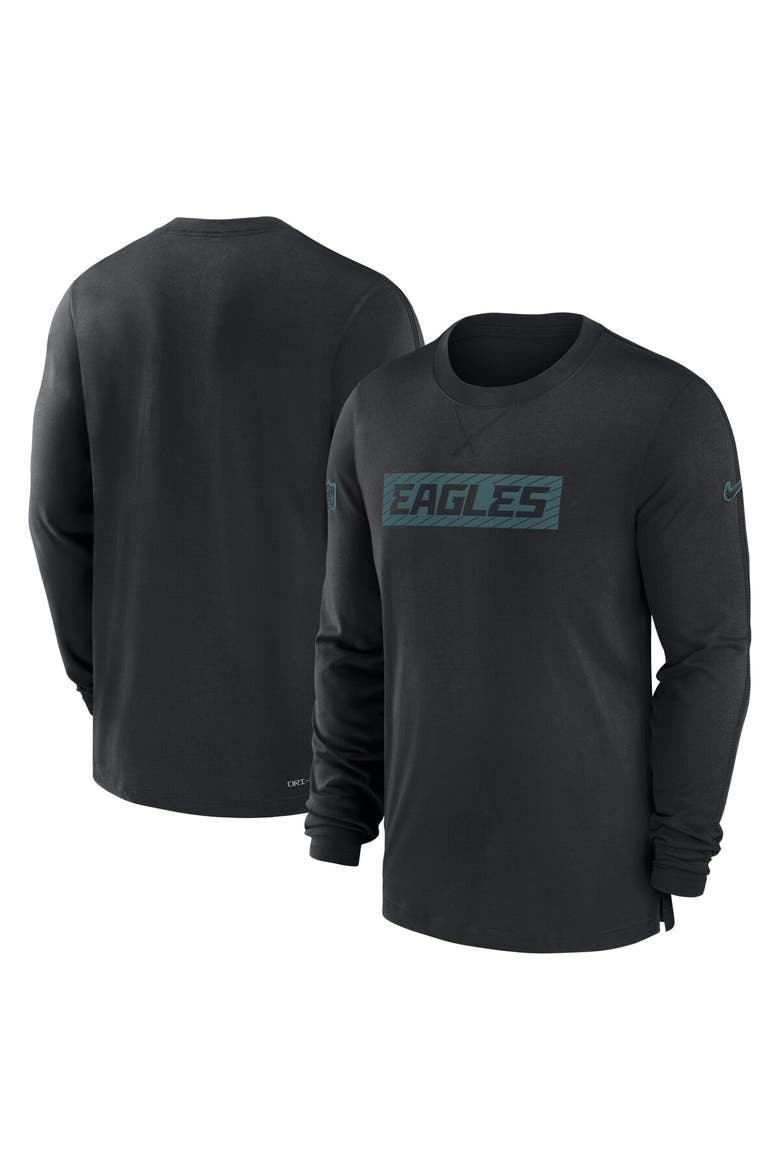 Men's Nike Black Philadelphia Eagles Sideline Player Performance Long Sleeve T-Shirt, Main, color, Black
