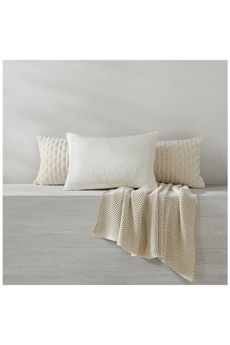 Border Embroidery Accent Pillow, Alternate, color, CREAM