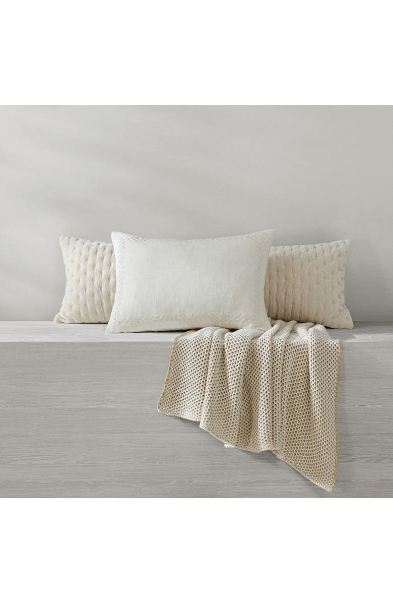 DKNY Pure Border Embroidery Accent Pillow, Alternate, color, Cream