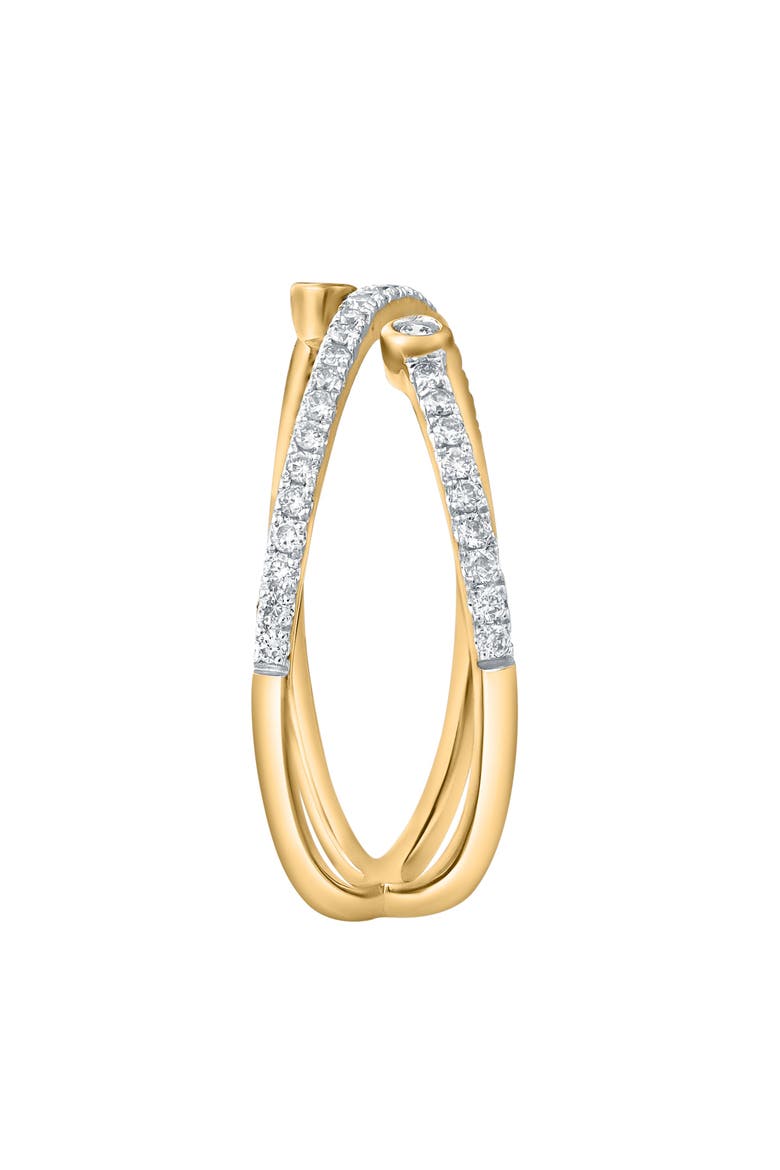 Infinara 0.25 Cts Natural Diamond Crossover 14K Gold Ring, Alternate, color, 14K Yellow Gold