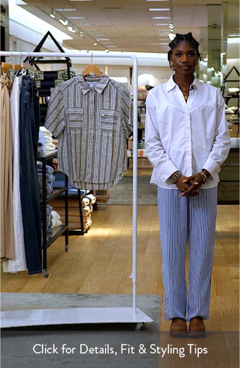 Beach Breeze Stripe Linen Button-Up Shirt, sales video thumbnail