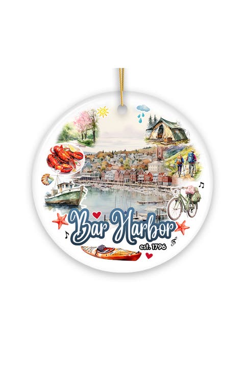 Bar Harbor Lobster And Acadia Art Ceramic Ornament