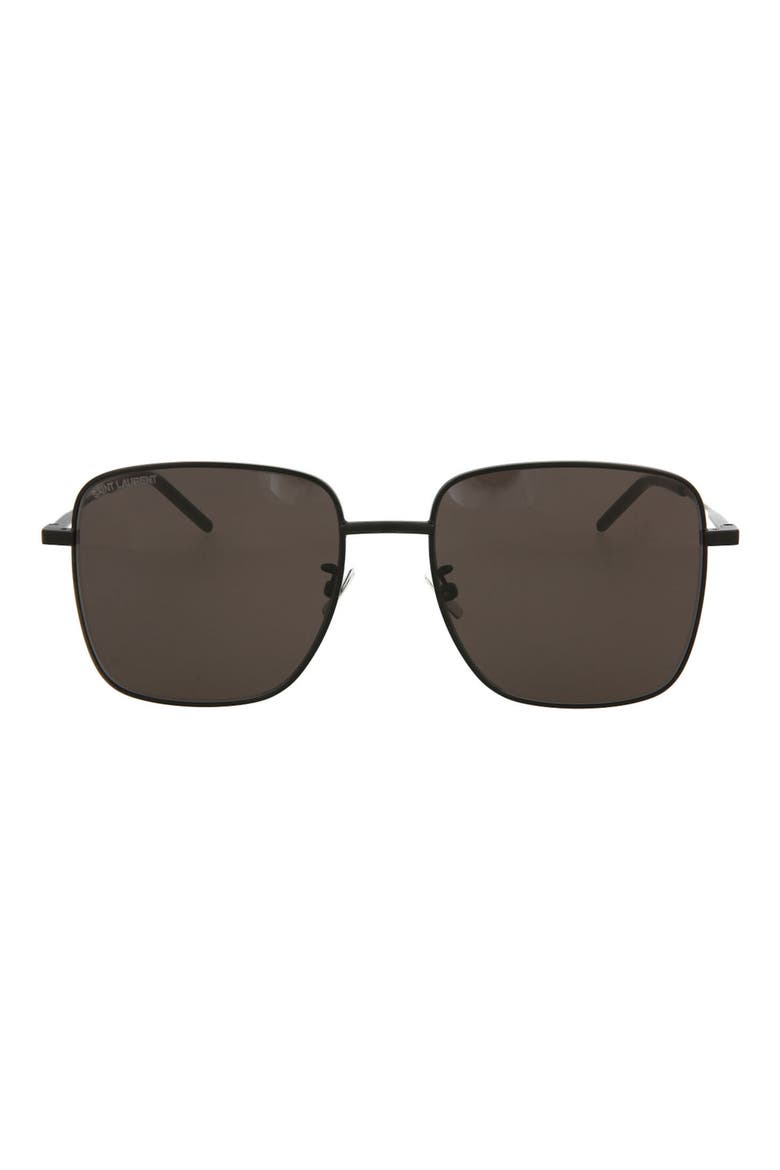 57mm Square Sunglasses, Main, color, BLACK BLACK BLACK