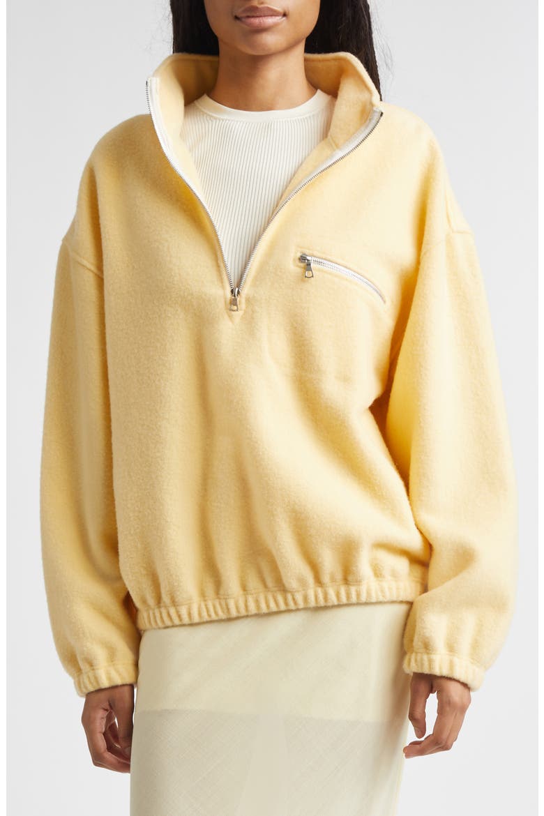 Wool Fleece Half Zip Sweatshirt, Alternate, color, BUTTER FLEECE