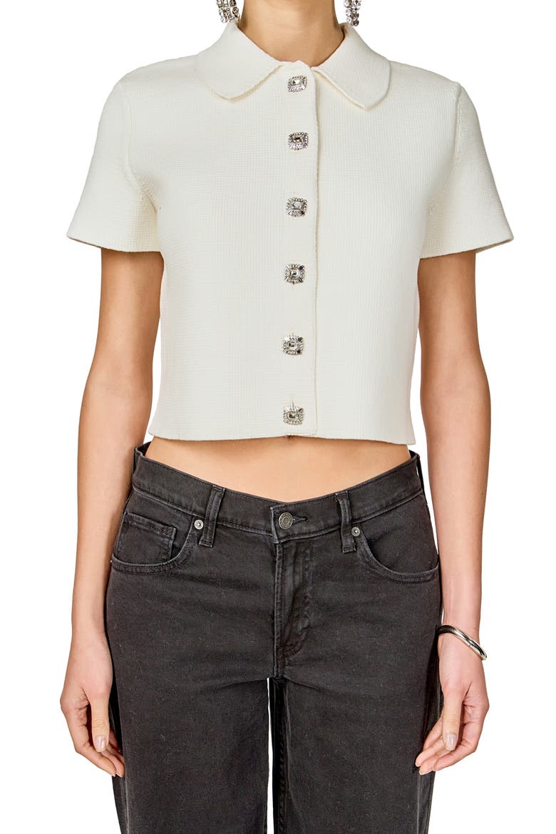 Jewel Buttoned Top, Alternate, color, IVORY