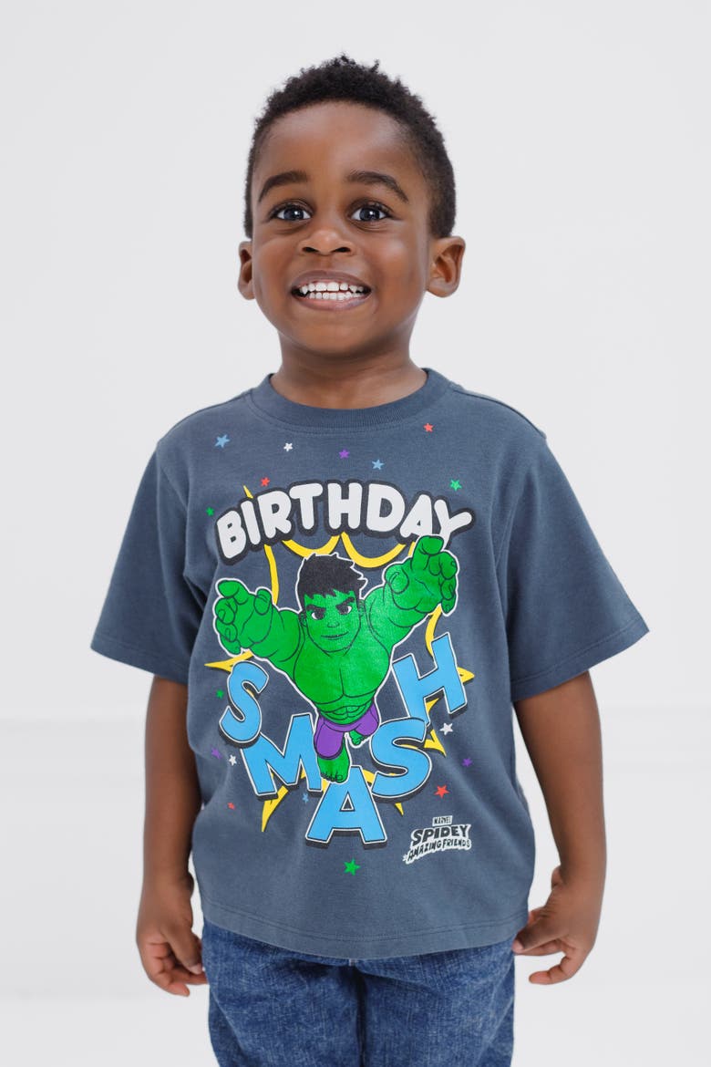 Spidey and His Amazing Friends Graphic Short Sleeve T-Shirt, Alternate, color, Hulk Dark Grey