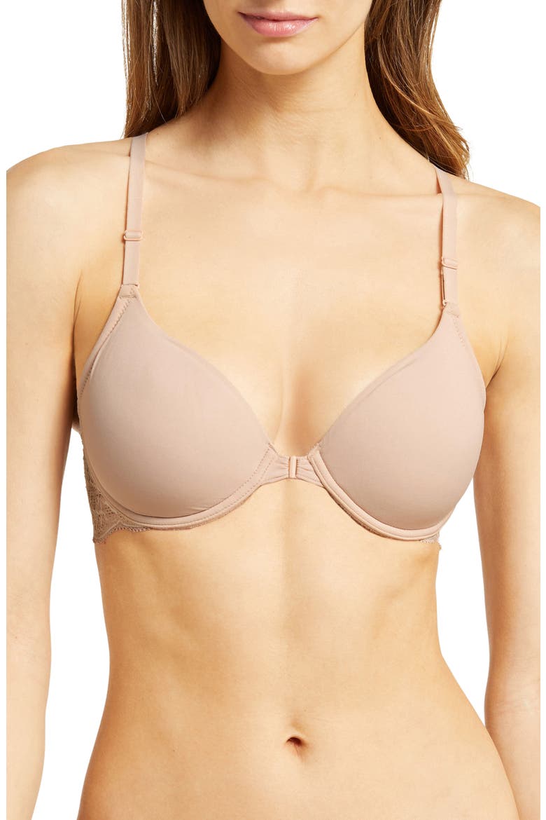 Underwire Front Close Contour Bra, Main, color, ROSE/ WHITE