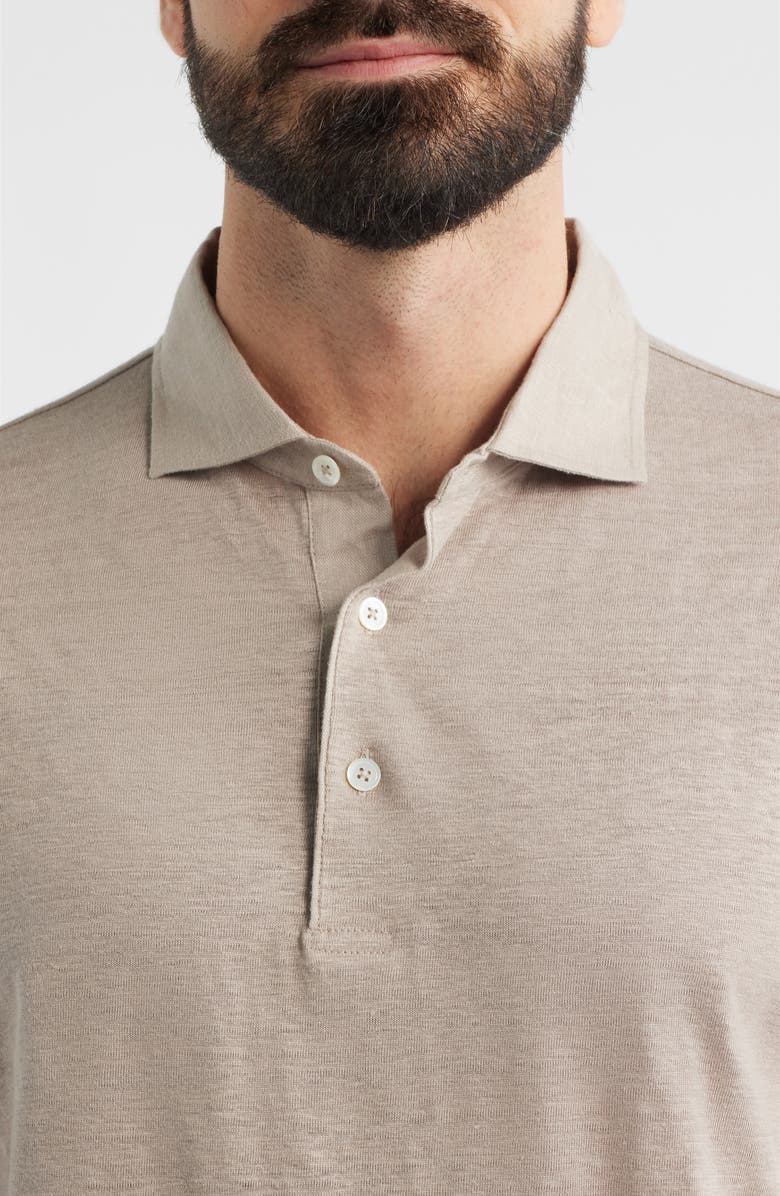 Peter Millar Asinto Tailored Fit Slub Linen Polo, Alternate, color, Biscotti
