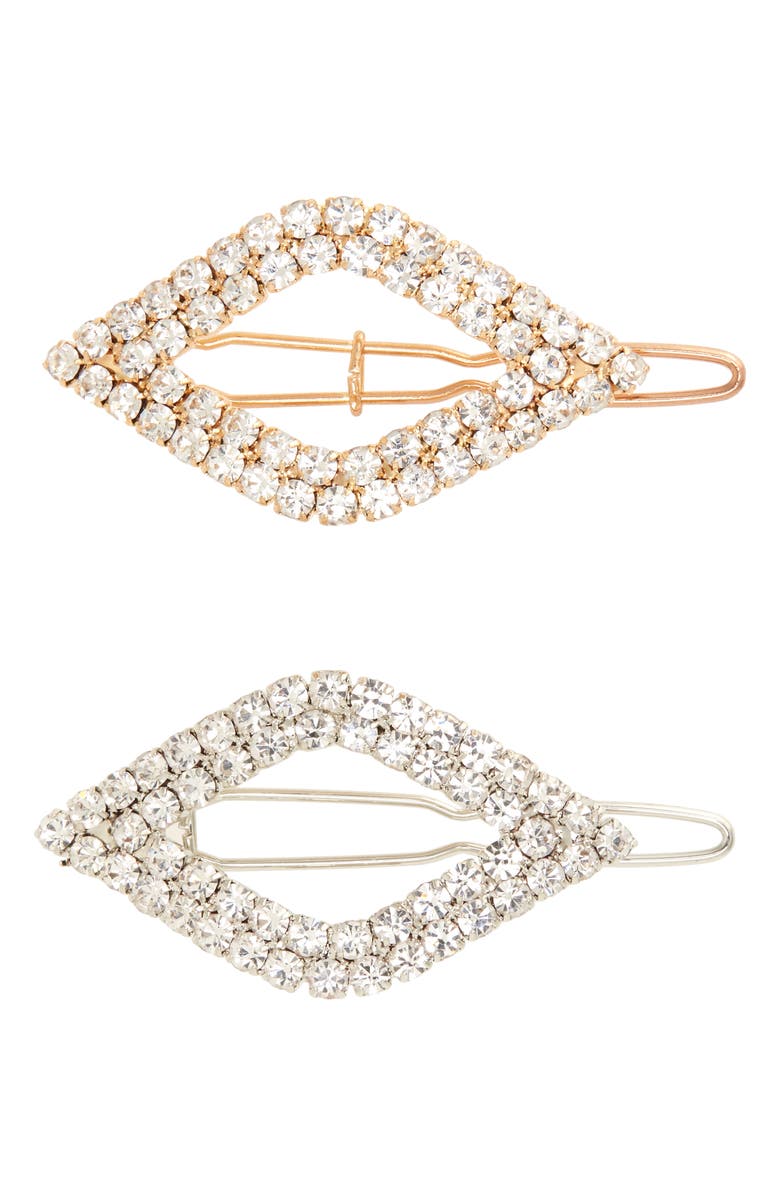 Tasha 2-Pack Crystal Hair Clips, Main, color, 