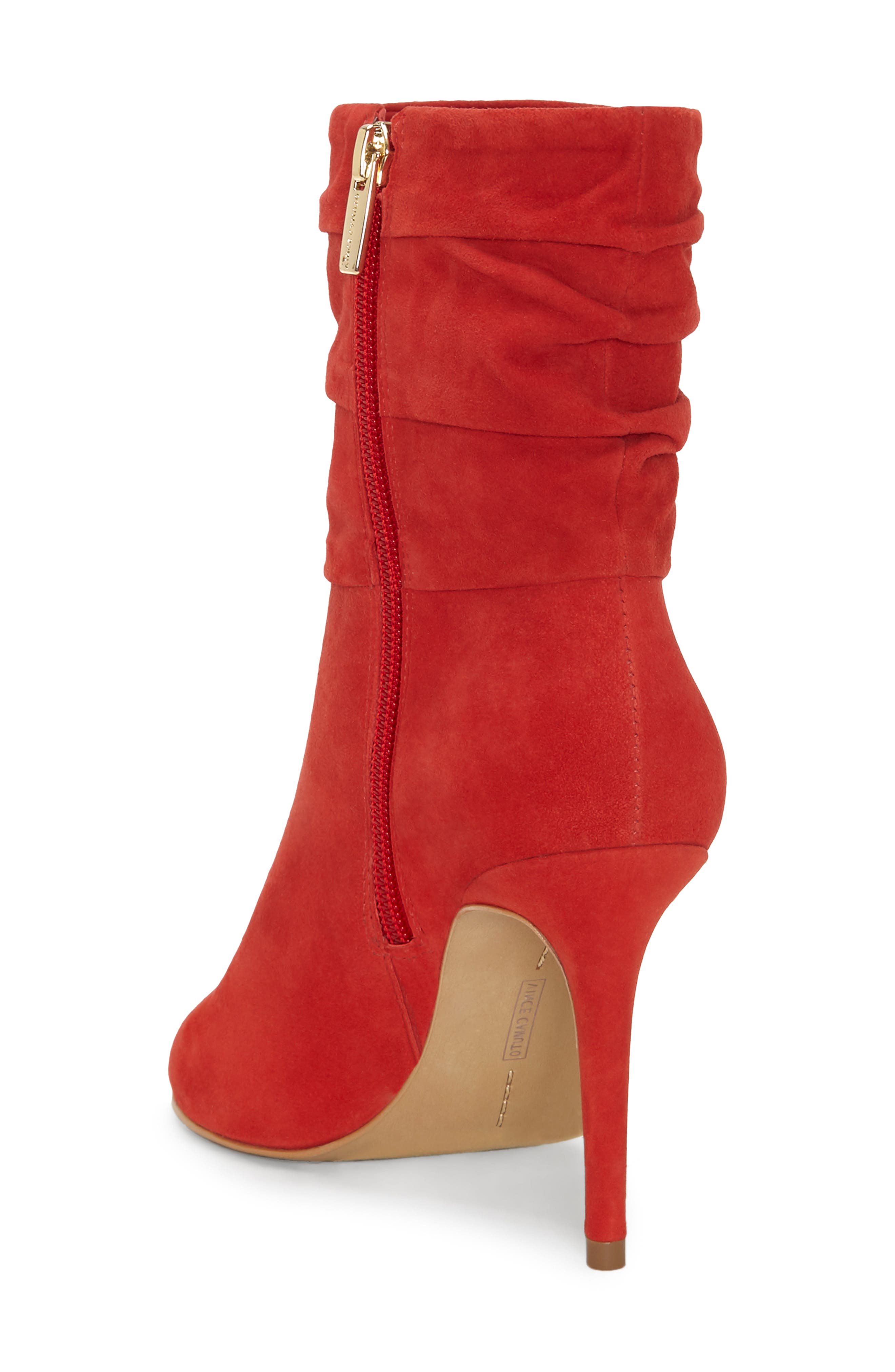 Catillia Open Toe Bootie, Alternate, color, TOMATOE TANGO SUEDE