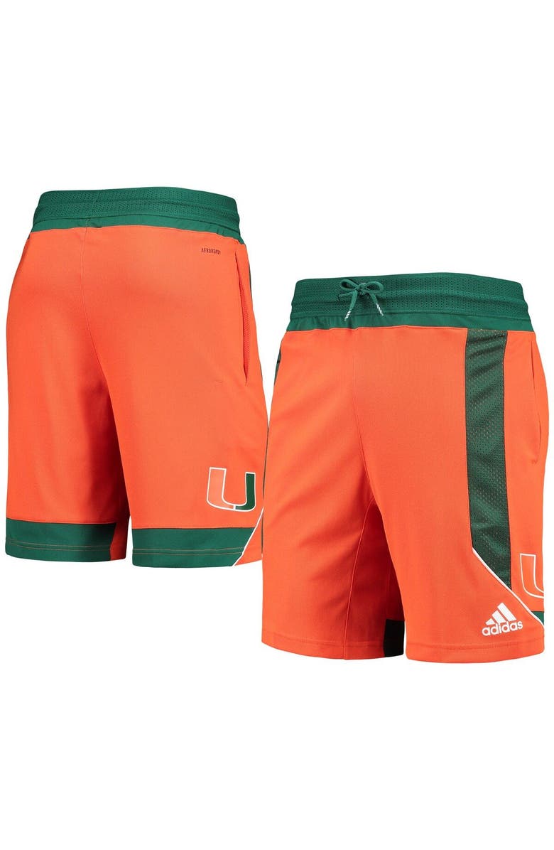 adidas Men's adidas Orange Miami Hurricanes Reverse Retro Basketball Shorts, Main, color,