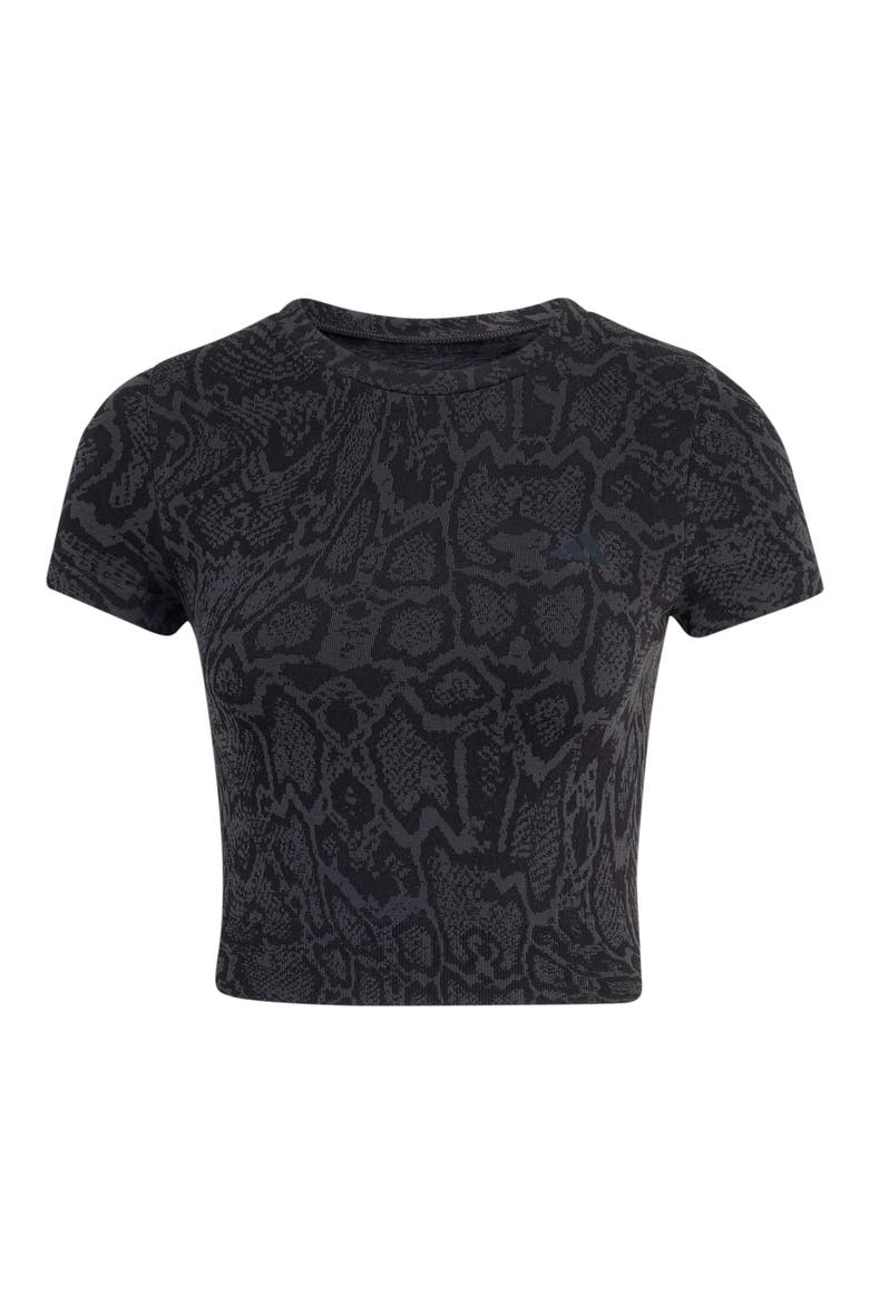 Seamless Crop Performance T-Shirt, Alternate, color, BLACK/ CARBON