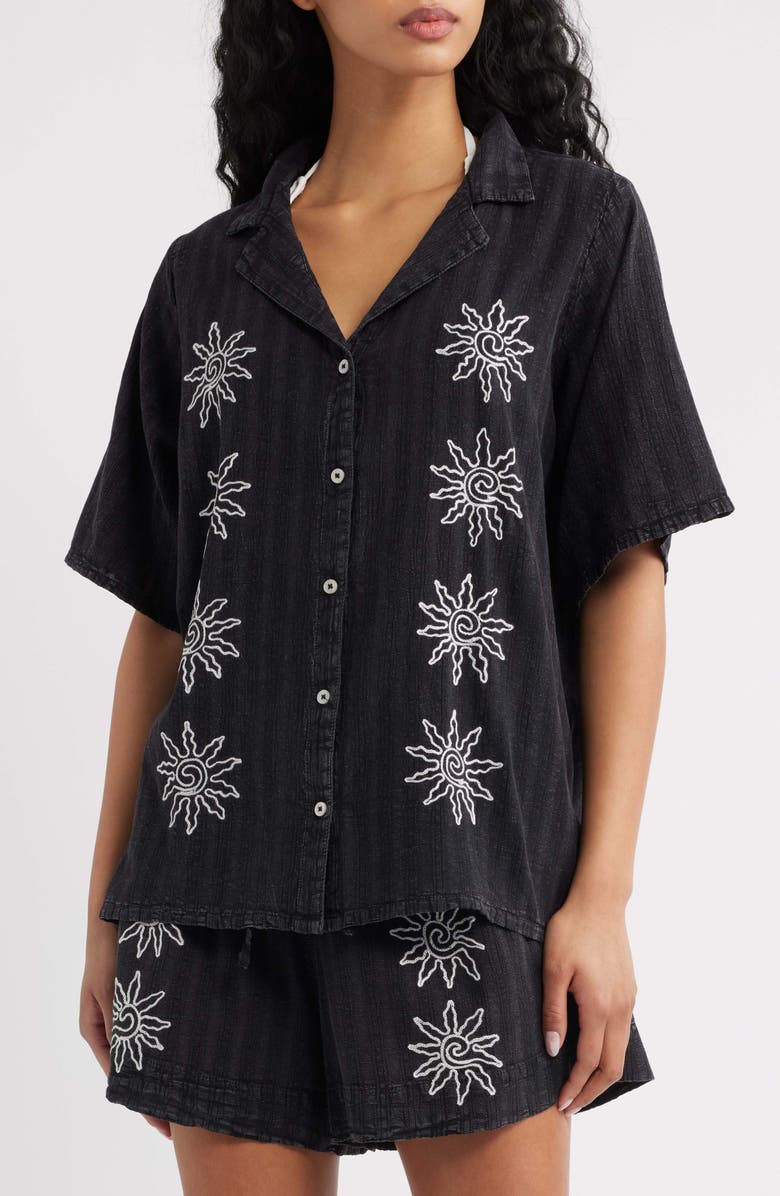 Rip Curl Topango Embroidered Shirt, Alternate, color, Black