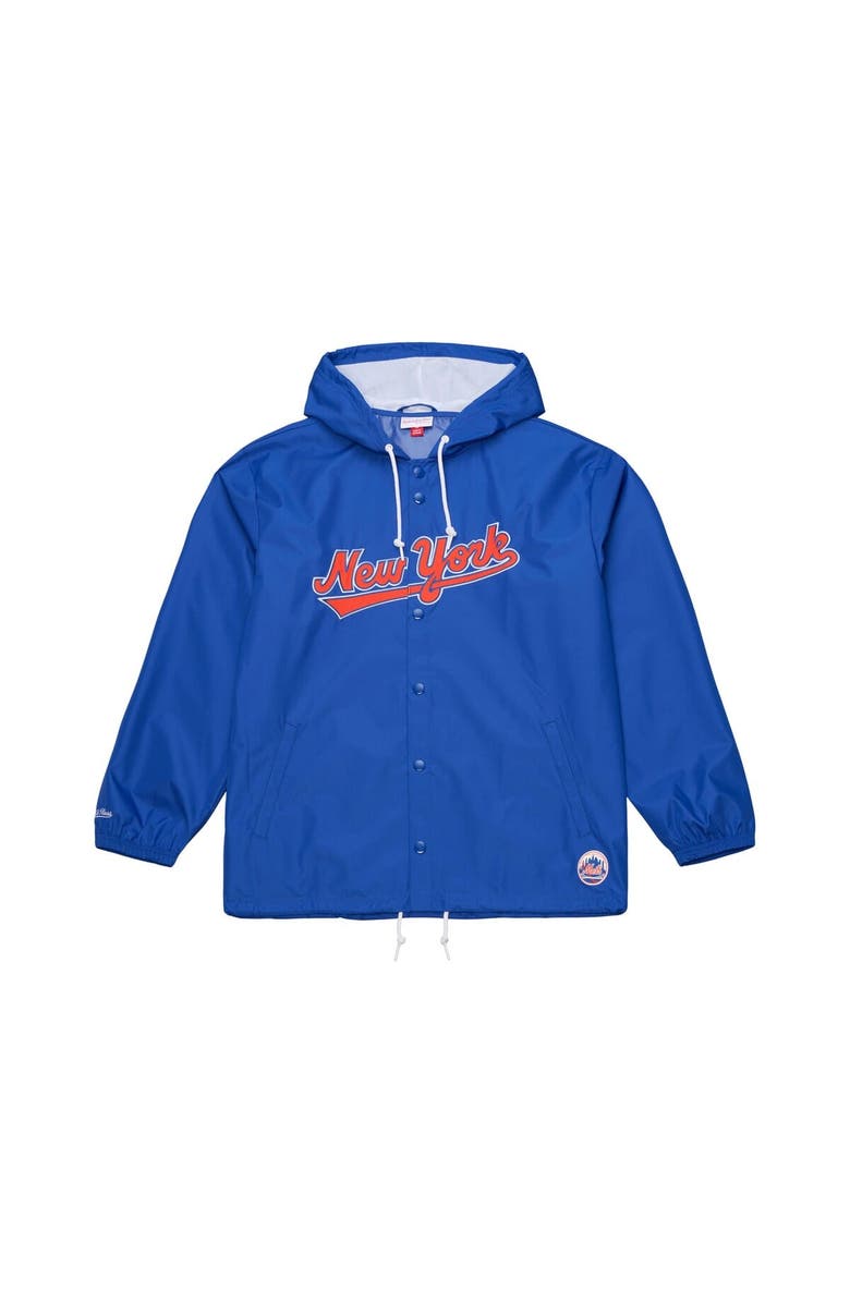 Mitchell & Ness Men's Mitchell & Ness Royal New York Mets Full-Snap Hooded Coaches Jacket, Main, color, Royal