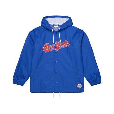Men's Mitchell & Ness  Royal New York Mets Full-Snap Hooded Coaches Jacket