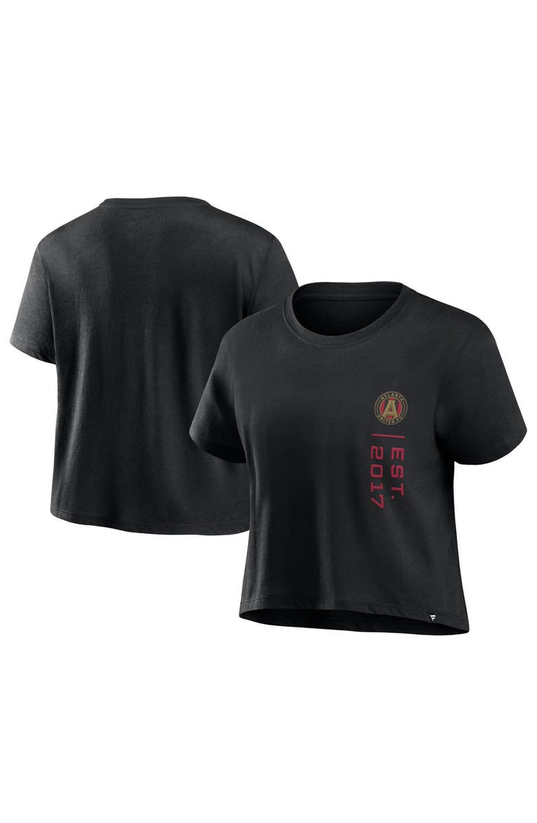 FANATICS Women's Fanatics Branded Black Atlanta United FC Chip Pass Fashion Cropped T-Shirt, Main, color, 