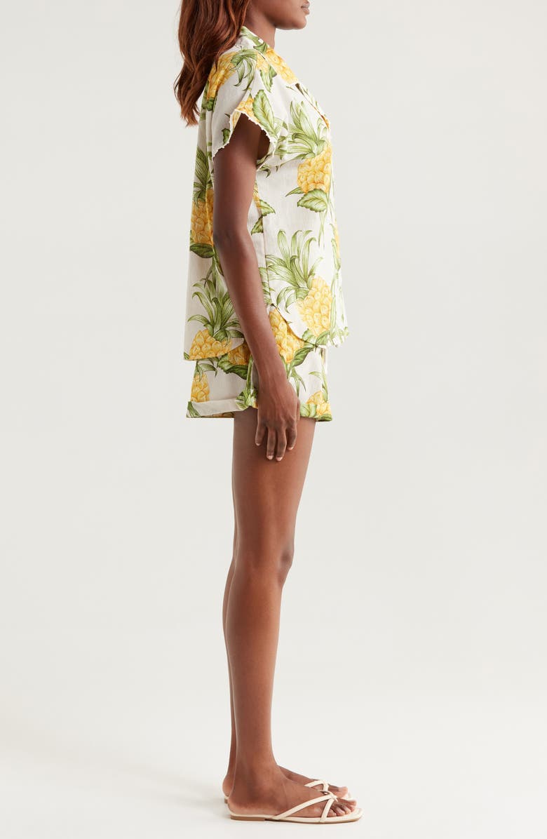 FARM Rio Delicate Pineapple Short Sleeve Cotton Button-Up Shirt, Alternate, color,