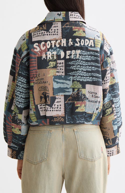 Scotch & Soda Art Department Collage Cotton Blend Jacquard Jacket In Multi
