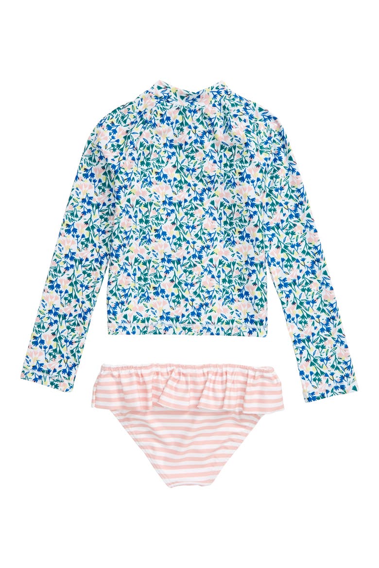 Graphic Ruffle Two-Piece Rashguard Swimsuit, Alternate, color, WHITE PLAYFUL SPRIGS