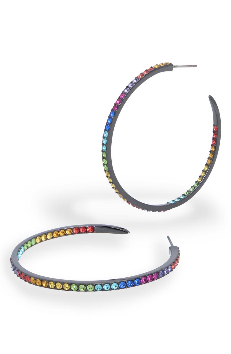 Kurt Geiger London Rainbow Crystal Inside Out Hoop Earrings, Alternate, color, Multi
