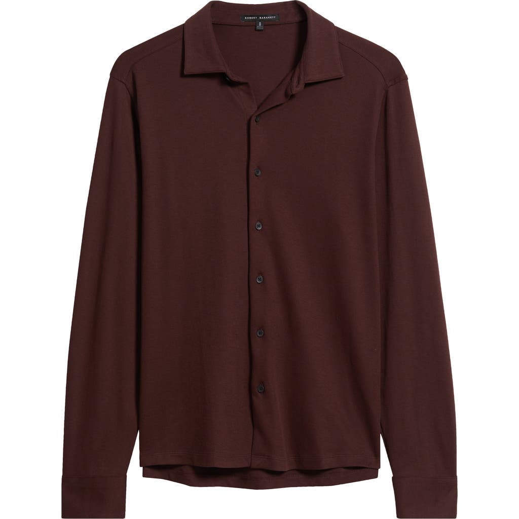 Robert Barakett Milo Knit Button-up Shirt In Burgundy