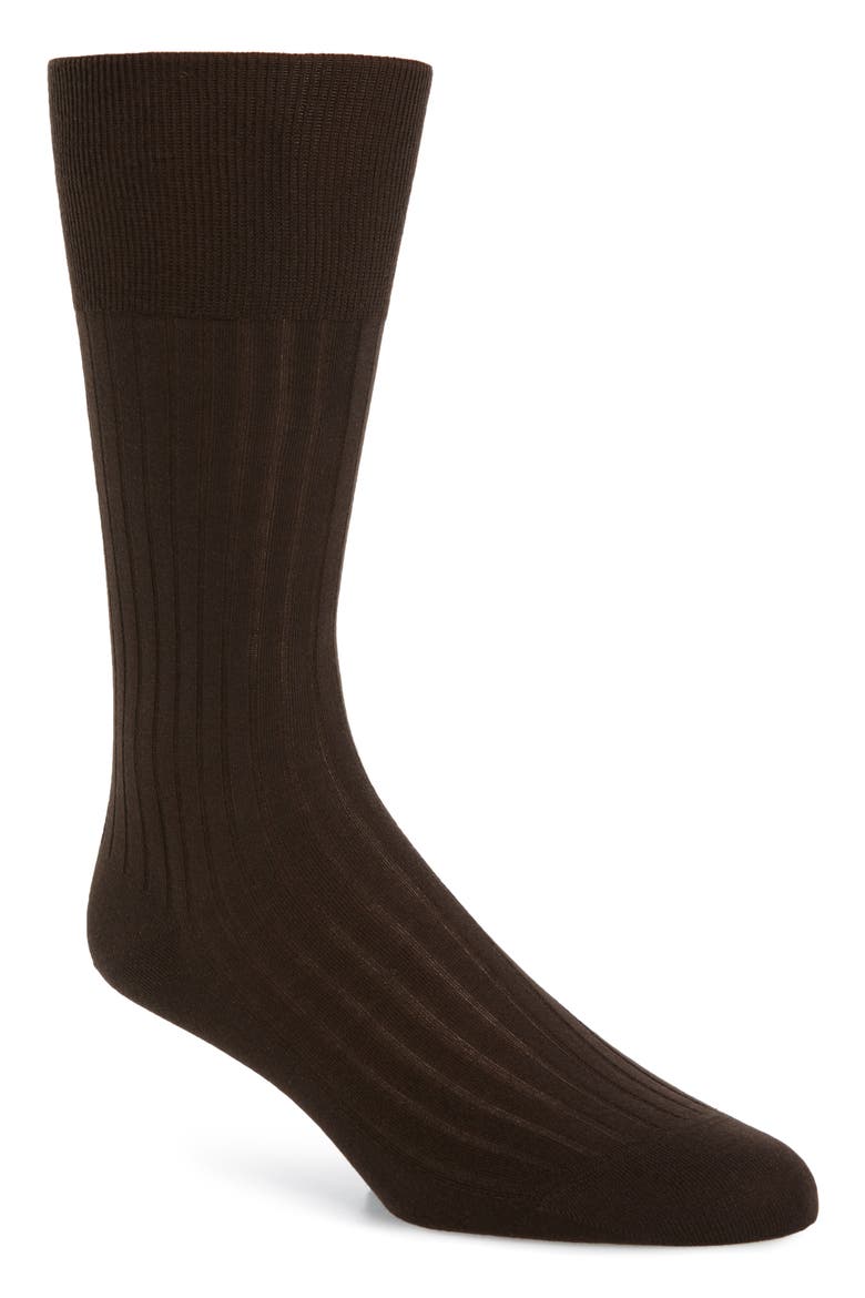 No. 13 Egyptian Cotton Blend Dress Socks, Main, color, BROWN