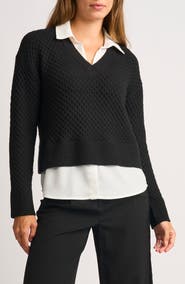 Halogen® Honeycomb Stitch Twofer Top
