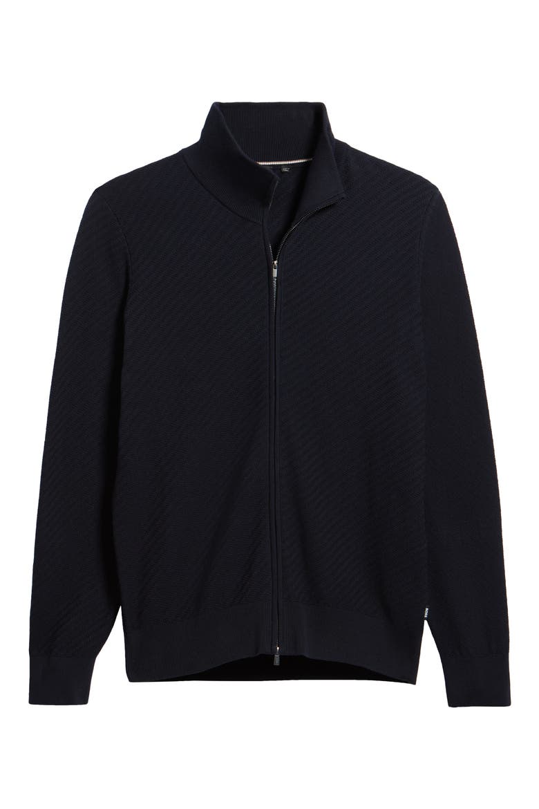 Loretti Full Zip Cotton Cardigan, Alternate, color, DARK BLUE