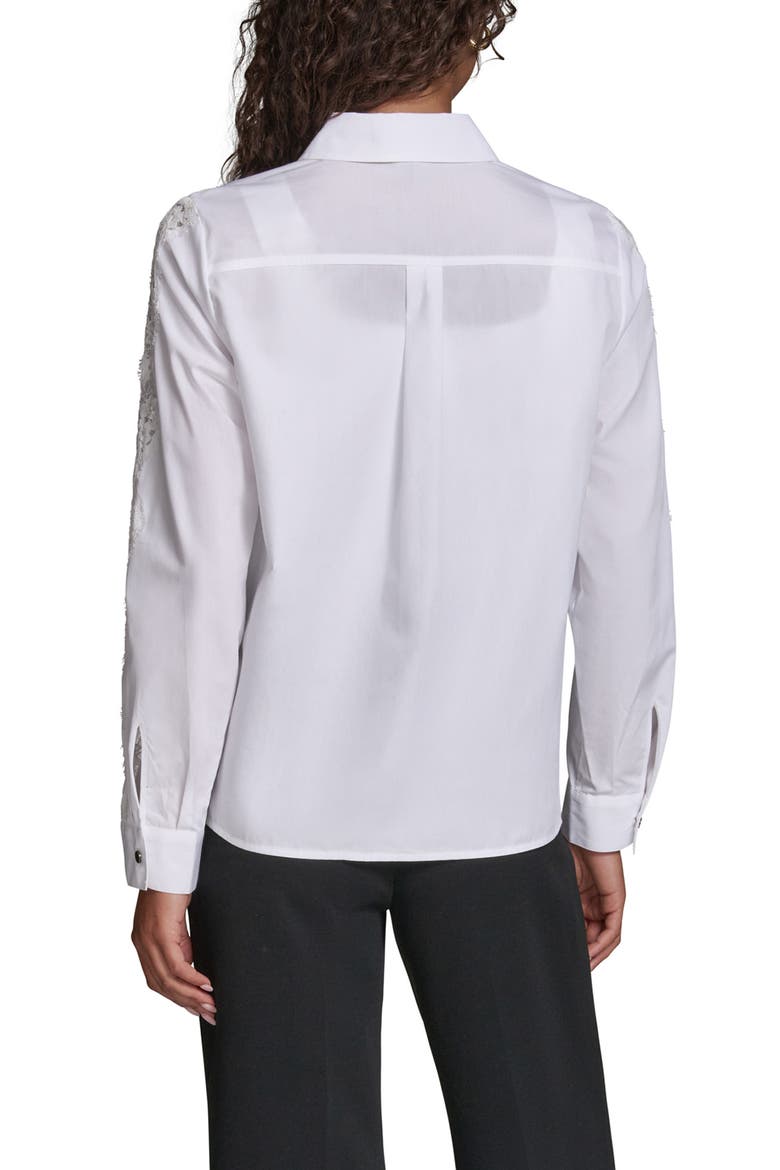 Lace Inset Front Tie Shirt, Alternate, color, WHITE