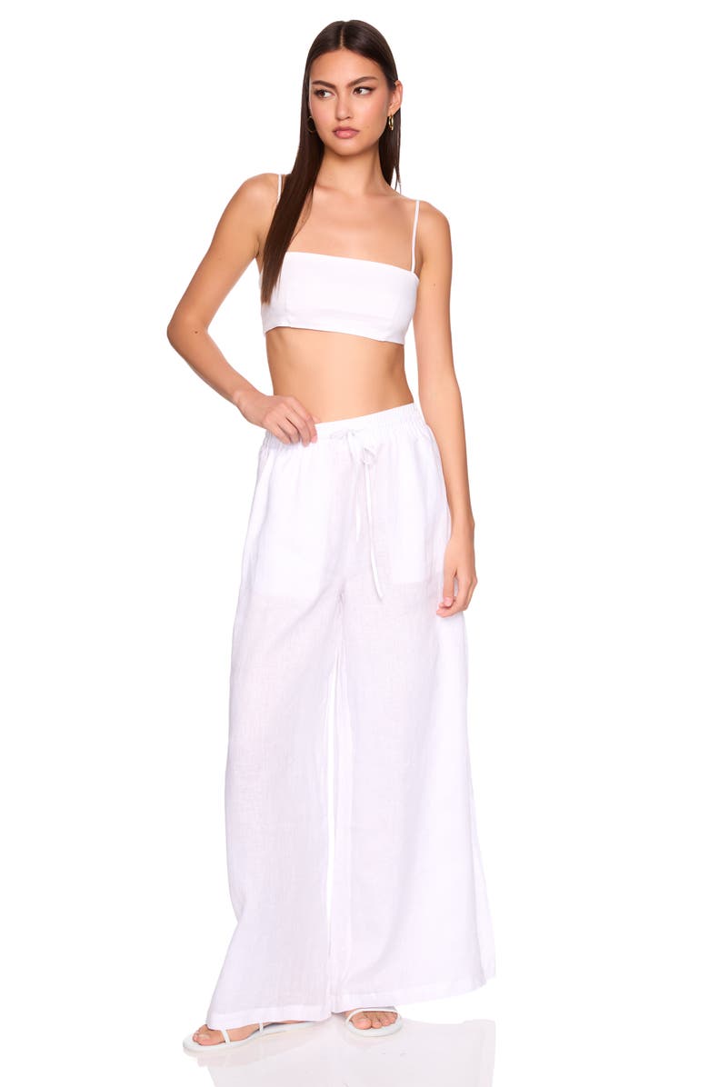 Susana Monaco Tie Waist Wide Leg Linen Pants, Alternate, color, Sugar
