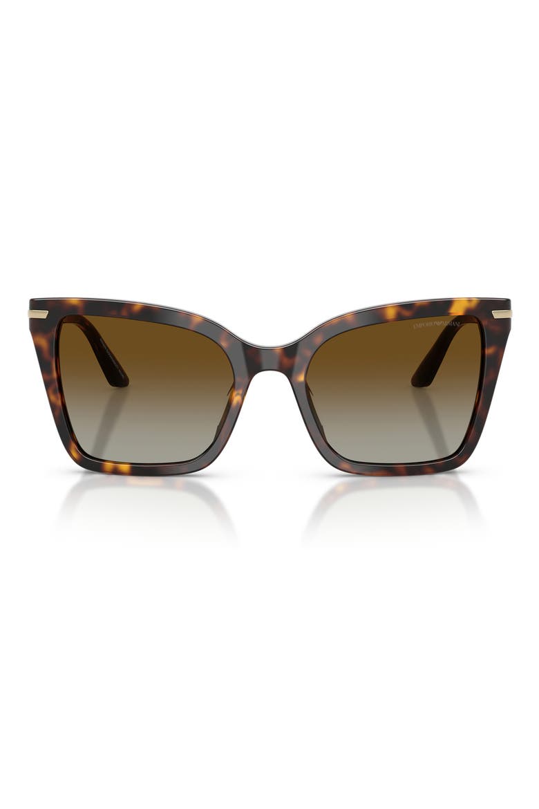 53mm Polarized Gradient Square Sunglasses, Main, color, SHINY HAVANA / BROWN POLAR