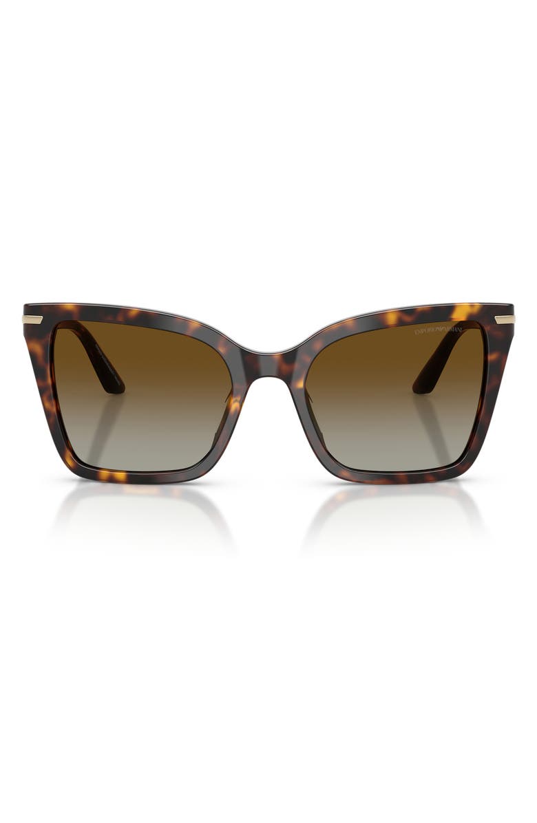 Emporio Armani 53mm Polarized Gradient Square Sunglasses, Main, color, Shiny Havana / Brown Polar