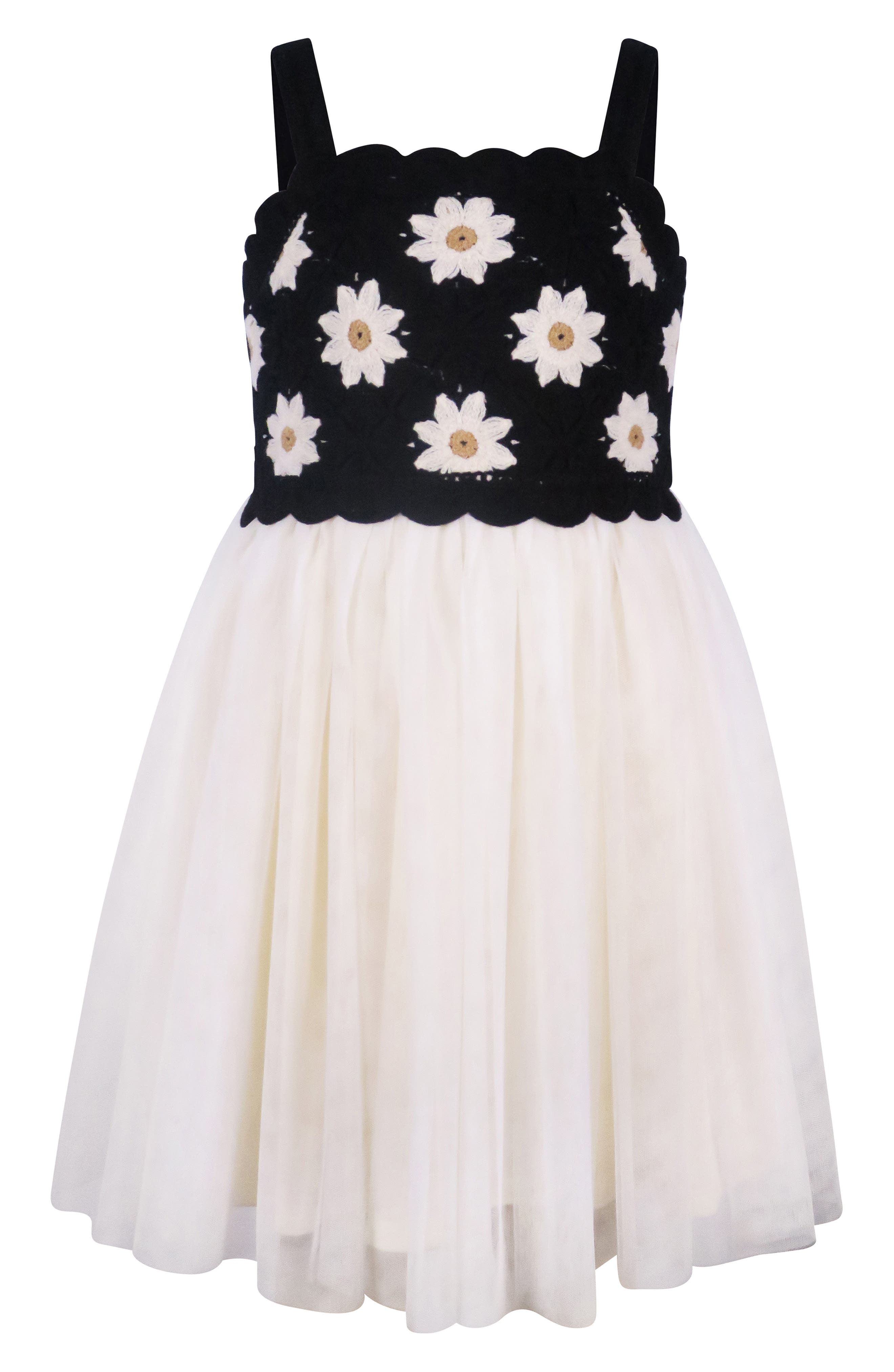 Zunie Kids&#39; Flower Knit Bodice Tulle Skirt Dress