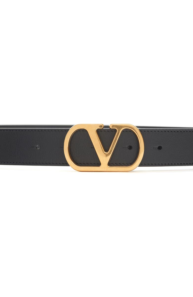 Valentino Garavani VLOGO Buckle Signature Leather Belt, Alternate, color, Nero