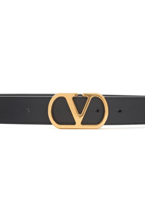 Valentino Garavani Vlogo Signature Belt In Shiny Calfskin 30 Mm Woman Black 100 In Nero