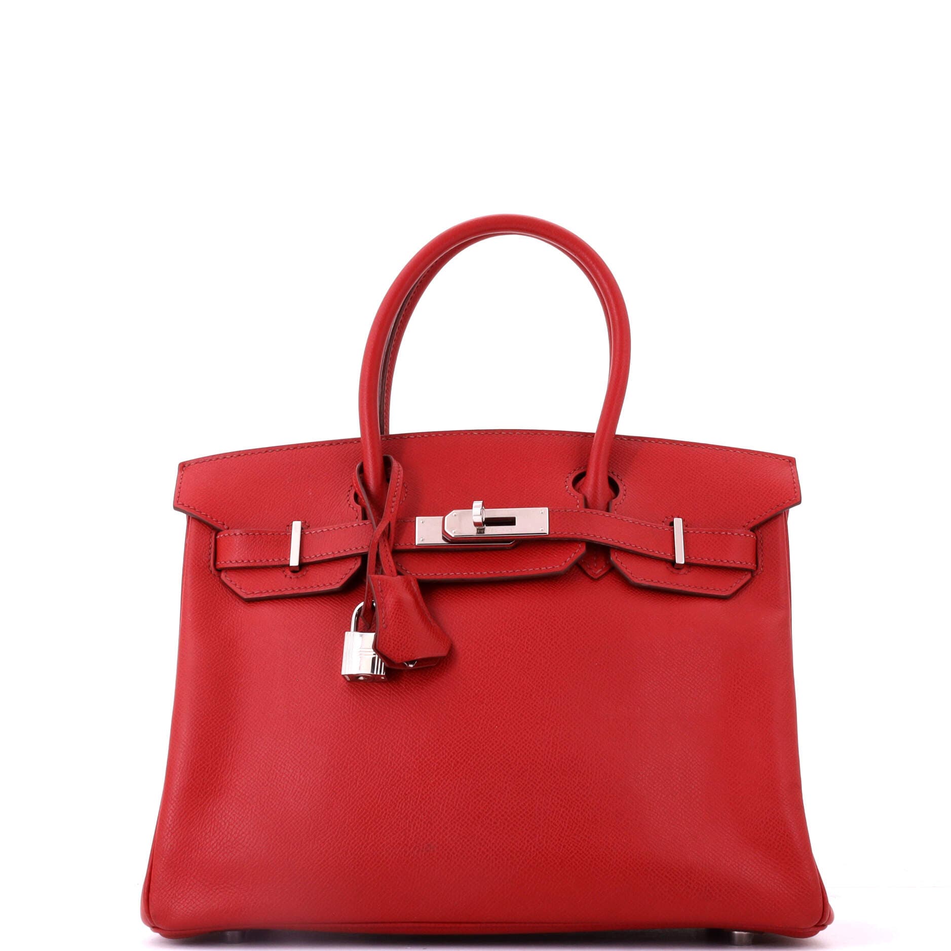 Pre-Owned Hermes Birkin Handbag Red Epsom with Palladium Hardware 25, Main, color, Rouge Garance