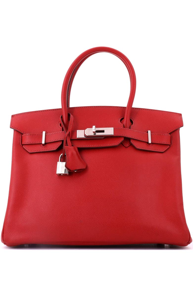 Pre-Owned Hermes Birkin Handbag Red Epsom with Palladium Hardware 25, Main, color, Rouge Garance