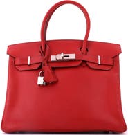 Pre-Owned Hermes Birkin Handbag Red Epsom with Palladium Hardware 25