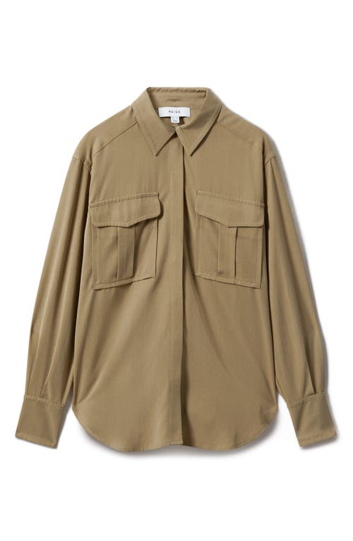 Reiss Khaki Lyocell Button-through Shirt In Khaki