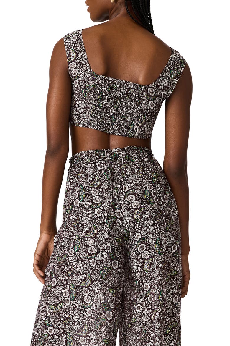 LIvy Tie Front Crop Tank, Alternate, color, BLACK/ FOREST GREEN