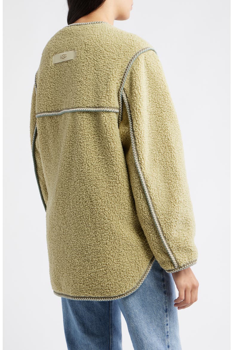 Emmersyn UGGbraid Trim High Pile Fleece Coat, Alternate, color, MUTED BRASS