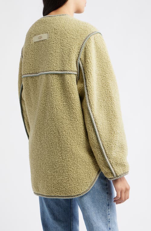 Ugg(r) Emmersyn Uggbraid Trim High Pile Fleece Coat In Gold