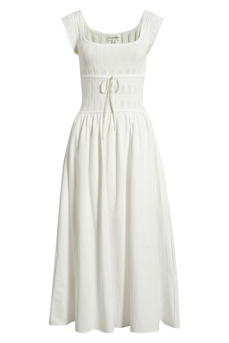 Cap Sleeve Midi Dress, Alternate, color, WHITE