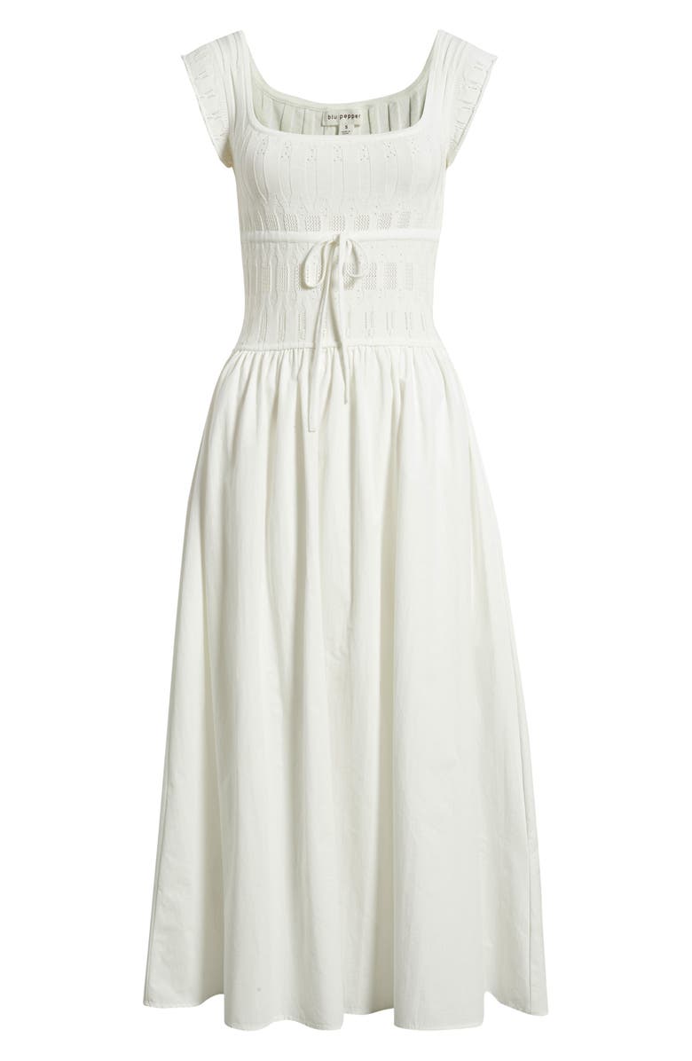 Blu Pepper Cap Sleeve Midi Dress, Main, color, White